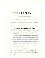 ["Joint Resolution To Extend The Right To Vote To Citizens 18 Years Or Older Proposed By Senator Mansfield."]