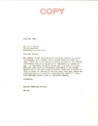 ["Letter To Dirksen From Ringle About Public Law 90-202 Which Prohibits Discrimination In Employment On The Basis Of Age. The Only Exception Is When It Is A Qualification And Completely Necessary."]