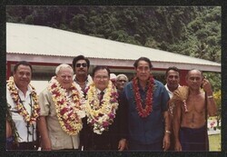 ["Caption: Sen. Inouye trip to American Samoa. Photos given by Scott Gudes 1/26/90."]