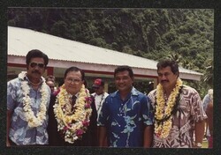 ["Caption: Sen. Inouye trip to American Samoa. Photos given by Scott Gudes 1/26/90."]