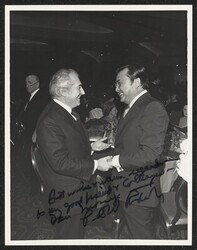 ["Signed on front: Best wishes and warm regards - to my good friend and colleague - Dan Inouye, Peter Rodino. Stamp: Dev O'Neill."]