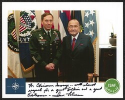["Signed on front: For Chairman Inouye -- with utmost respect for a great soldier and a great statesman - Dave Petraeus."]