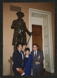 ["Caption: DKI with visitors from Hawaii--State Rep. & Mrs. Paul T. Oshiro July 1990. Photo from Rep. Oshiro - 7/16/90."]