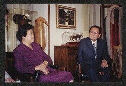 ["Caption: DKI with Madame Hao Jianxiu, China's State Development and Planning Commission and State Environmental Protection Admin., Washington, DC office, September, 1998. Photo crom Carol Fox, Dec. 14, 1998."]