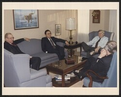 ["Caption: Visit with Grumman Corp. on Long Island. Photo from Adm. G. Kinnear, 3/11/88."]