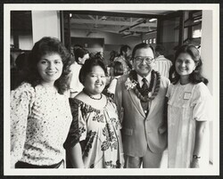 ["Caption: L to R: Jacki Pualani Debus - performing arts professor - UHH, Roberta Banks - staff of center, Danielle Auna - parent of children in chorus."]