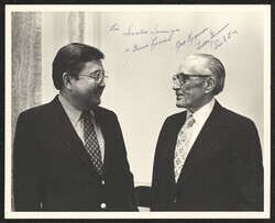 ["Signed on front: For Senator Inouye, a great leader. Best regards, Teddy Gleason, Pres I.H.A. Information in title from back of photo. Stamp: Photo by Ankers Capitol Photographers."]
