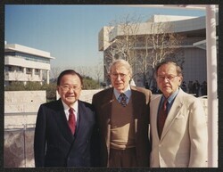 ["Caption: DKI with Senator Stevens and Rocco Siciliano, Dwight B. [sic.] Eisenhower Commission Photo from Carl Reddel."]