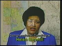 ["In her 1988 congressional campaign ad, Helen Barnhill emphasizes her commitment to improving education, healthcare, and homelessness in Milwaukee. Scenes depict her speaking passionately at rallies and highlighting her diverse experience. Enthusiastic, diverse supporters are shown rallying behind her message and qualifications, showcasing broad community support for her promises of change."]