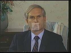 ["In the 1988 political ad, Republican candidate John James Duncan passionately speaks about campaign ethics and integrity, vehemently denouncing his opponent's negative tactics. Addressing various crowds, from podiums flanked by American flags and campaign banners, Duncan emphasizes his dedication to community service and commitment to running a positive campaign, urging constituents to focus on truth and service over political hostility."]