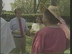 ["In his 1988 political ad, Democratic candidate Greg Laughlin highlights his dedication to military veterans, passionately advocating for their rights and emphasizing the importance of respectful representation in Congress. Positioned against a backdrop of American flags, Laughlin pledges significant support and policy changes to better serve and honor veterans, distancing himself from celebrity-focused culture."]