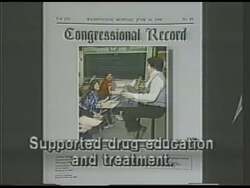 ["In the 1988 campaign ad, Democratic candidate John William Hughes emphasizes his commitment to fighting drug-related issues harming communities. Scenes oscillate between vibrant playgrounds with playing children and neglected, empty ones, illustrating the dangers drugs pose to childhood innocence. Hughes is portrayed as a dedicated advocate for stringent anti-drug policies, with footage of him speaking passionately at different venues, underlining his resolve to safeguard communities and restore safety to public spaces."]