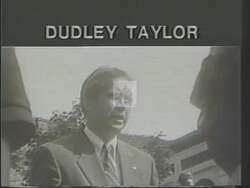 ["The 1988 campaign ad for Dudley W. Taylor heavily emphasizes his military background to project an image of strong leadership and dedication. Various scenes depict Taylor in pilot attire and professional suits, often before an American flag, reinforcing his service-minded commitment and preparedness to extend his responsibilities into Congress."]