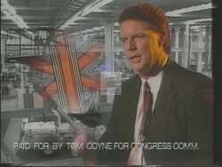 ["In his 1994 campaign ad, Democratic Party candidate Thomas J. Coyne emphasized confident leadership and a track record of community and industrial revitalization. Throughout the ad, Coyne appears at multiple revitalized venues, passionately discussing his achievements and future plans for local industry and employment, aiming to showcase his success in transforming communities."]