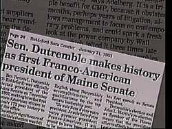 ["In the 1994 political TV ad for Duke DeTremble's Congressional campaign, the Democratic candidate exudes confidence and leadership across various rally scenes. He is depicted engaging with energetic supporters, delivering passionate speeches, and promoting his record of public service and commitment to Maine's values. The ad strongly emphasizes DeTremble's trustworthiness and dedication."]