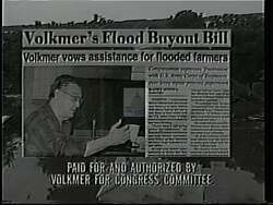 ["In the 1994 presidential campaign ad, Democratic candidate Harold Lee Volkmer showcases his dedication to community welfare through flood relief efforts. The ad features confident speeches by Volkmer at various events, endorsements from supporters, and scenes of him actively engaged in relief activities. It emphasizes his leadership, results, and commitment to constituents."]
