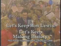 ["In the 1994 political TV ad, Ron Lewis pitches himself as a beacon of change and resilience. Featuring various scenes of Lewis speaking confidently from a podium to attentive and supportive crowds in Kentucky, the ad emphasizes his dedication to local leadership and opposition to federal overreach. His recurrent message underlines political renewal and empowerment with the slogan \"Change for the Better.\""]