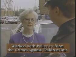 ["In the 1994 campaign ad, Democratic Party candidate Dolores Sheslo Delahanty is portrayed as a dedicated community advocate, passionately addressing public safety and justice reforms. The ad showcases Delahanty engaging with diverse groups at various community events, highlighting her commitment to protecting children, enhancing community safety, and embodying pragmatic leadership."]
