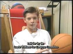 ["In the 1992 campaign ad, Democratic candidate Laurie Williams passionately addresses the national debt and education reform, stressing the profound impact on young people and the necessity for change in Congress. The ad showcases enthusiastic rallying and individual testimonies, underlining Williams' commitment to responsibility and future-focused policies. Williams calls for active participation and voting for substantial change."]