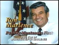["Ron Marline's 1992 political ad emphasizes his strong voting record in favor of Montana's economic interests, contrasting it with Pat Williams' less supportive legislative actions. Through various scenes, Marline is portrayed as a decisive, policy-focused candidate, discussing tax, job, and trade policies with locals and confidently addressing his commitment to Montana's future."]