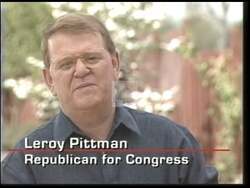 ["In his 1996 campaign ad, Republican Leroy Pittman champions smaller government, parental control in education, and fiscal responsibility. Portrayed in various professional settings, including in front of American flags, he speaks confidently and earnestly, emphasizing political reforms and family tax cuts to strengthen individual liberties and economic freedoms."]