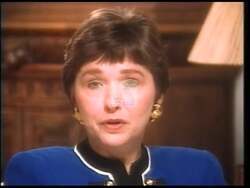 ["The 1996 political TV ad for Republican Party candidate Sue Myrick features a sequence of scenes that underscore her criticism of Washington's handling of educational policy. It shows frustrated parents and Sue Myrick herself advocating for local control and decision-making in schools, passionately condemning bureaucratic inefficiencies and government overspending on education."]