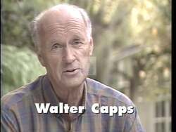 ["The 1996 political TV ad for Democratic Party candidate Walter H. Capps features a series of scenes where he contrasts his progressive policies on important issues like abortion rights, gun control, and education funding against his opponents conservative stance. Capps is depicted speaking earnestly, emphasizing the significance of these policy differences to the audience."]
