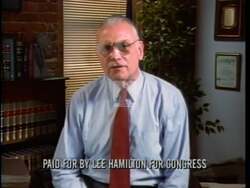 ["In the 1996 political TV ad for Lee Herbert Hamilton, Bill Clinton forcefully criticizes Newt Gingrich for proposing cuts to Medicare in order to fund tax reductions for the wealthy. The ad juxtaposes scenes of Clinton speaking with images of an elderly person worrying over medical bills, underscoring the potential impact of the proposed cuts."]