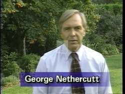 ["In this 1996 political ad, Republican candidate George R. Nethercutt emphasizes his achievements in Congress, focusing on major reforms such as budget cuts, audits, and reduced lobbyist access. He presents these changes proudly from a podium, aiming to showcase his commitment to accountability, fiscal responsibility, and legislative progress."]