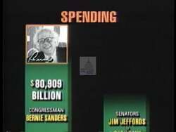 ["In the 1996 campaign ad, Susan W. Sweetser, a Republican candidate, persistently criticizes Bernie Sanders for what she describes as excessive spending and high taxes that burden Vermont taxpayers. She presents herself as a proponent of fiscal responsibility, arguing she would manage Vermont's tax money more effectively."]