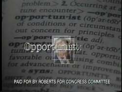 ["In the 1996 campaign ad by Democratic candidate Daryl F. Roberts, Wes Watkins is portrayed as a political opportunist with questionable integrity. The ad highlights Watkins shifting allegiances and self-serving decisions across various political backdrops, emphasizing his untrustworthiness. Roberts campaign calls for voters to choose genuine values over opportunism."]