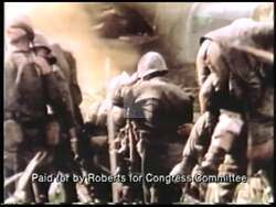 ["In the 1996 campaign ad for Democratic candidate Darryl F. Roberts, scenes depict a concerned and earnest Roberts criticizing Republican policies and advocating for fairness. He directly addresses voters, showing resolve and dissatisfaction particularly towards Newt Gingrich's stances, positioning himself as a voice for equitable change."]