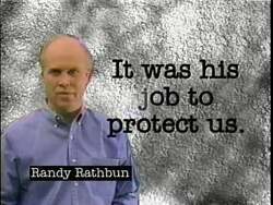 ["In a powerful 1996 TV ad, Republican candidate Todd Tiahrt attacks his opponent Randy Rathbun for making a negligent decision that purportedly endangered public safety. The ad emphasizes Rathbun's alleged prioritization of his political career over the security of citizens, featuring visuals of uneasy families, a prison, and an escaping felon."]
