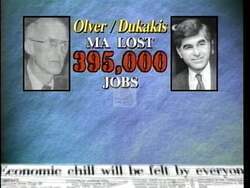 ["In the 1996 presidential campaign ad for Republican Jane Maria Swift, various scenes show her running mate, Oliver, actively engaging in political debates and hearings about economic policies. He speaks at a podium and in a boardroom, addressing the concerns of small business owners and emphasizing the negative impacts of current tax policies. The visuals reinforce a serious tone, portraying Oliver as a concerned and proactive policymaker dedicated to economic reform."]