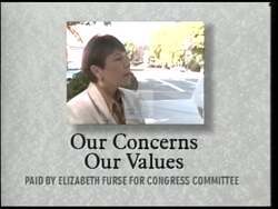 ["Elizabeth Furse���������s 1996 presidential campaign ad showcases her as a decisive and engaged candidate. Scenes of Furse speaking passionately at various campaign events, discussing economic policies, and listening to voter concerns highlight her commitment to enhancing Oregon's economy and fostering community involvement. The ad emphasizes her leadership qualities and dedication to implementing meaningful economic and social reforms."]