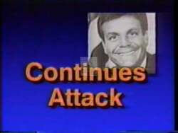 ["In the 1992 political ad, Democratic candidate William Andrew \"Drew\" Edmondson is targeted by opponent Mike Sinar. The scenes depict Sinar aggressively criticizing Edmondson amid campaign posters, often pointing and gesturing emphatically. Though Sinar accuses Edmondson, visuals suggest Sinar himself receives significant external financial support, spotlighting hypocrisy in politics."]