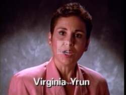 ["In her 1992 campaign ad, Virginia Yrun, a Democratic congressional candidate, passionately advocates for universal health care. Throughout various campaign settings, Yrun addresses the camera and speaks at podiums with earnest conviction, underlining her commitment to ensuring healthcare for all. Banners reading \"Democrat for Congress\" enhance the political context of her message."]