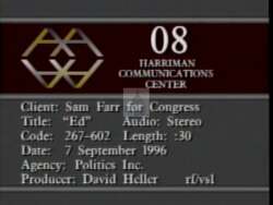 ["In the 1996 political TV ad, Democratic Party candidate Sam Farr is shown at a new water reclamation facility construction site in Salinas Valley. Throughout the ad, scenes display the progressing facility, emphasizing Farr's commitment to fulfilling his promises for agricultural and environmental support. The campaign message, \"Promises Made, Promises Kept,\" underscores his dedication to sustainable agriculture and water recycling."]