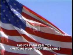 ["In the 1996 campaign ad, George R. Nethercutt is portrayed as a thoughtful and patriotic candidate, frequently shown with American flag imagery. He addresses false political ads about his Medicare vote, emphasizes his diligent congressional voting, and debunks misconceptions while surrounded by symbols of national pride and discussing pressing issues with citizens."]
