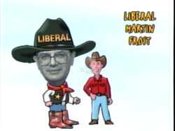 ["The 1996 political TV ad for Republican candidate Ed Harrison criticizes Congressman Martin Frost for exploiting taxpayers. Using vivid infographics and animations, it portrays Frost benefiting financially at taxpayers' expense, visually symbolized by boots kicking wallets. It encourages voting against Frost, emphasizing his negative impact on Texan taxpayers."]