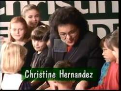 ["In the 1998 presidential campaign ad, Democratic candidate Christine Hernandez passionately advocates for education reform, focusing on enhancing safety and opportunities in schools. She is depicted speaking confidently at various events, engaging with diverse groups of students, and emphasizing her commitment to transforming education to benefit future generations."]