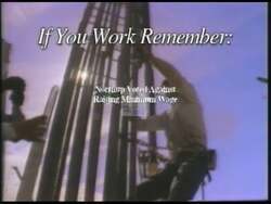 ["The 2000 political ad for Democratic candidate Eleanor Jordan focuses on advocating a minimum wage increase, contrasting her stance with opponent Ann Northup's voting record. The ad showcases Jordan���������s empathy towards low-wage workers and features personal interactions with them, emphasizing her commitment to economic support for working families."]