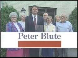["In the 1996 campaign ad, Republican Congressman Peter I. Blute promotes the \"Blute Amendment,\" advocating for exclusive senior housing free from addicts, emphasizing enhanced safety and peace for the elderly. The ad features positive visuals of secure, content seniors in public housing and assertive speeches by Blute, underlining his commitment to senior citizens��������� rights and welfare in housing."]