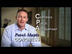 ["In his 2012 campaign ad, Patrick Murphy emphasizes his credentials as a Certified Public Accountant (CPA) to advocate for increased fiscal responsibility in Congress. Throughout the ad, Murphy presents himself in a professional office setting, smiling confidently as he argues the need for more accountants to bring accountability and pragmatic financial expertise to governance. This approach positions him as both trustworthy and relatable to voters concerned about responsible government spending."]