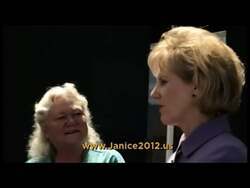 ["In her 2012 presidential campaign ad, Republican Janice Arnold-Jones confidently addresses viewers against patriotic backdrops, promoting American values of honesty, innovation, and community. Throughout the ad, Arnold-Jones emphasizes economic growth, job creation, and support for entrepreneurs, advocating a strong, hardworking America under her leadership while exuding sincerity and optimism."]