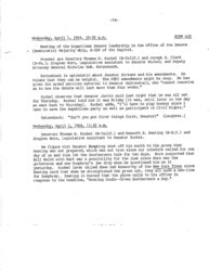 ["This document represents one part of a larger log kept by Stephen Horn during discussions about the Civil Rights Act of 1964."]
