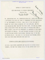 ["Speech given by Senator Bob Dole commemorating Estonian Independence and in support of Estonian cultural practices and language in the post-Stalin era. Dole also recognizes anti-Soviet resistance groups."]