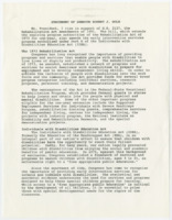 ["Statement by Senator Bob Dole in support of the Rehabilitation Act Amendments of 1991. Contains overviews on the 1973 Rehabilitation Act and the Individuals with Disabilities Education Act."]