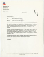 ["This memorandum is from Clayton Yeutter asking Senator Dole for suggestions on potential members of this committee."]